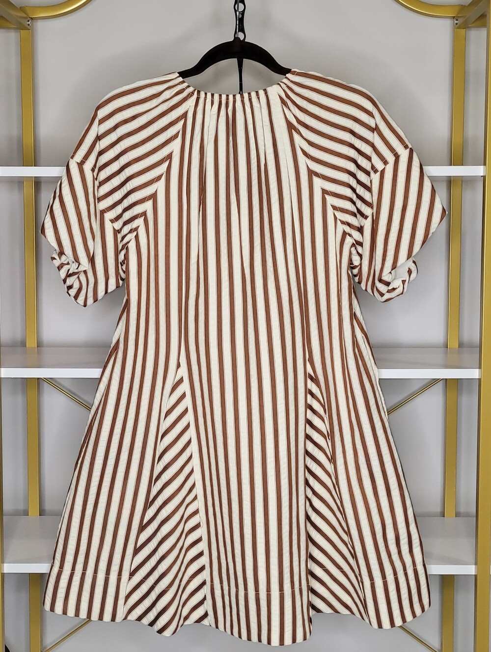Greylin NWOT- Cream and Brown Striped Swing Dress